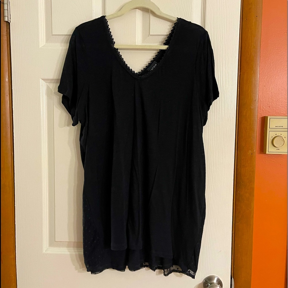 Torrid black blouse/tunic with lace back